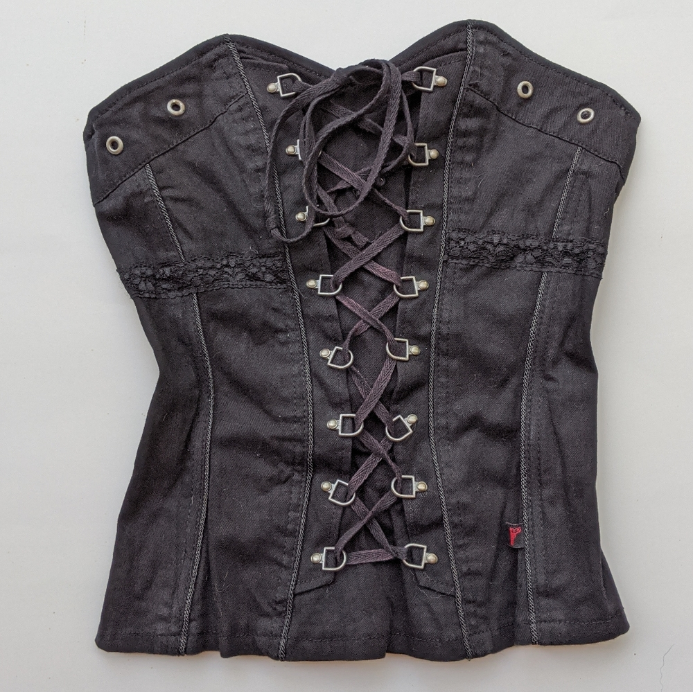 Tripp NYC Strapless Corset Top with Laces, Goth